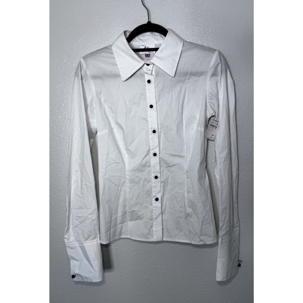 Milly White Button Down Shirt  Black Buttons Size 2